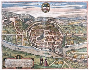 Saintes, França - em "Civitates Orbis Terrarum" de Georg Braun, Colónia 1617 de Georg Braun