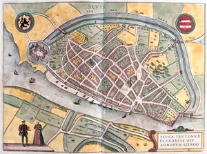 Slusa, Países Baixos - em "Civitates Orbis Terrarum" de Georg Braun, Colónia 1617 de Georg Braun