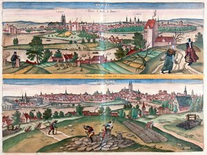 Tours - Angers, o jardim de França - em "Civitates Orbis Terrarum" de Georg Braun, Colónia 1617 de Georg Braun