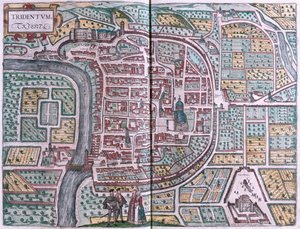 Trento, Itália - em "Civitates Orbis Terrarum" de Georg Braun, Colónia 1617 de Georg Braun