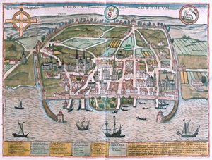 Visby, Ilha de Gotland, Suécia - em "Civitates Orbis Terrarum" de Georg Braun, Colónia 1617 de Georg Braun