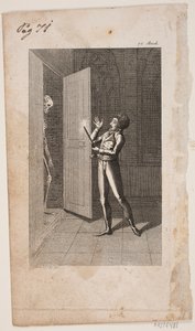 Ilustração com jovem e esqueleto de Georg Christian Schule