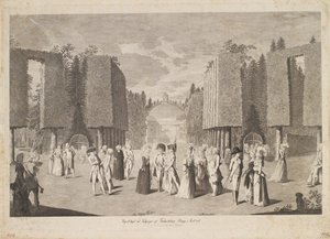 Perspectiva tirada na entrada de Friederichsberg Hauge no ano de 1786 de Georg Christian Schule
