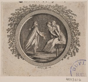 Título da vinheta para S. Richardson: "História de Miss Clarissa Harlowe", quinta parte de Georg Christian Schule