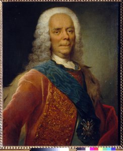 Retrato do Príncipe Vasili Vladimirovich Dolgorukov (1667-1746) - Peinture de Georg Christoph Grooth (1716-1749), Óleo sobre tela antes de 1746 - State Tretyakov Gallery, Moscou 76x62,5 -