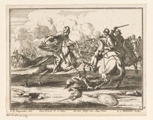 Batalha equestre contra otomanos Cavaleiros (título da série) de Georg Conrad Bodenehr