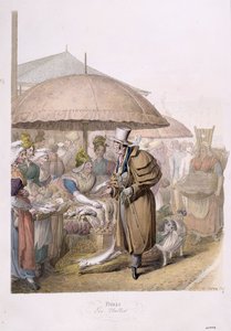 Os Mercados de Les Halles, 1831 (wc no papel) de Georg Emanuel Opitz