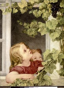 Criança à janela. ca. 1843. (óleo sobre tela) de Georg Friedrich Kersting