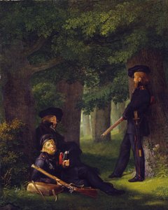 Theodor Körner, Friedrich Friesen e Heinrich Hartmann de sentinela avançada de Georg Friedrich Kersting