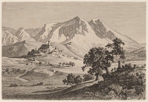 Veduta di Albe e Monte Velino negli Abruzzi de Georg Heinrich Busse