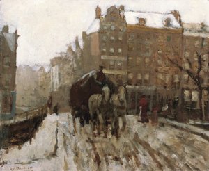Ponte sobre o canal Singel pelo Paleisstraat, Amsterdã, c.1895-1900