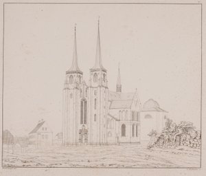 Dinamarquês: Catedral de Roskilde vista de sudoeste de Georg Hoffmann