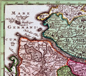 Detalhe de Heligoland a partir de um mapa do norte da Alemanha