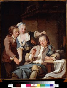 Mari trompe (vin et amour). A Husband Deceived (Wine and Love). Peinture de Georg Melchior Kraus (1737-1806)