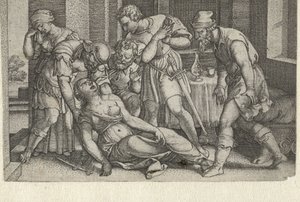 Collatinus e Brutus na moribunda Lucretia Histórias da História Romana Antiga (título da série) de Georg Pencz