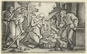 Nascimento de Cristo e adoração dos pastores
Vida de Cristo (título da série) de Georg Pencz