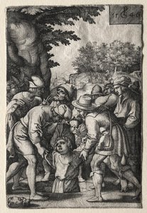 Joseph abaixou em um poço, 1546. de Georg Pencz