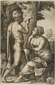Paris e Enone, de heroínas gregas de Georg Pencz
