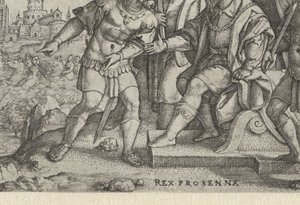 Porsenna ouve dizer que Cloelia escapou
Rex Prosenna Cloelia (título sobre o objecto)
Contos do início da história romana (título da série) de Georg Pencz