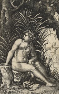 Procris e Cephalus, 1539 (gravura em papel) de Georg Pencz