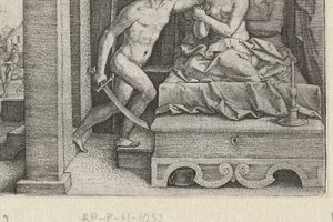 Sextus viola Lucretia à mão armada com a espada
Contos do início da história romana (título da série) de Georg Pencz