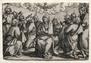 A Vida de Jesus Cristo: A Descida do Espírito Santo, c. 1534-35. de Georg Pencz