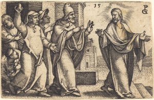 Os fariseus desejam apedrejar Cristo de Georg Pencz