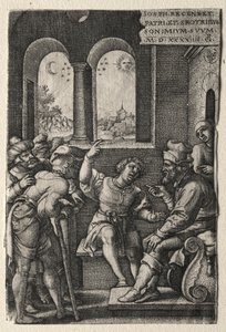 A história de Joseph: Joseph recontando seus sonhos a seu pai, 1544. de Georg Pencz