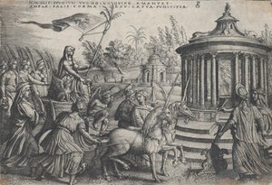 O triunfo da castidade sobre o amor, dos triunfos de Petrarca. de Georg Pencz