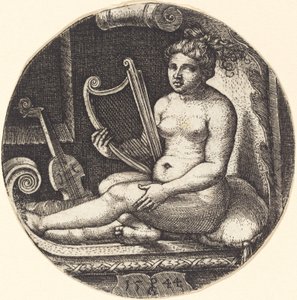 Mulher com uma harpa de Georg Pencz