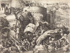 A tomada de Cartagena de Georg Pencz after Giulio Romano