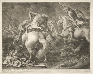 Conflito entre hussardos prussianos e húngaros de Georg Philipp I Rugendas
