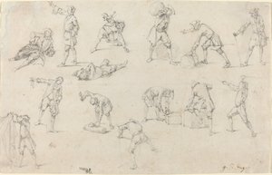 Estudos de soldados no acampamento de Georg Philipp Rugendas