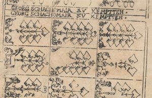 Folha de cartas de baralho, 1575-1600. de Georg Schachomair