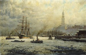 O porto de Hamburgo, 1893 de Georg Schmitz