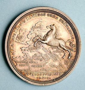 Medalha comemorativa da adesão de George I de Georg Wilhelm Vestner
