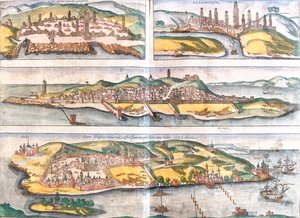 Casablanca, Azemmour, Diu, Goa, Marrocos, Índia de Georg and Hogenberg Franz (1535 90) Braun