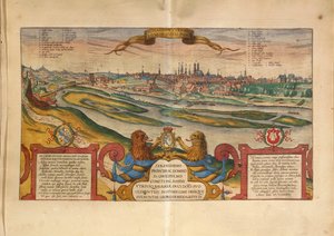 Mapa de Munique, Alemanha, de Civitates Orbis Terrarum, de Georg Braun de Georg Braun and Hogenberg Franz