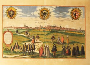 Mapa de Nuremberga de Civitates Orbis Terrarum por Georg Braun de Georg Braun and Hogenberg Franz