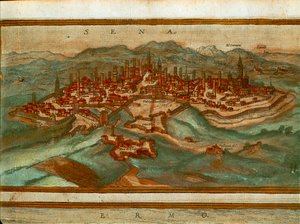 Mapa de Siena, de Civitates Orbis Terrarum, de Georg Braun de Georg Braun and Hogenberg Franz