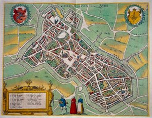 Mapa da cidade de Lille de "Civitates Orbis Terrarum" de Georg Braun (1541-1622) e Frans Hogenberg (1535-1590) Por volta de 1572-1617. paris, B.N.