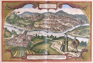 Budapeste, Hungria (gravura de Georg Braun and Hogenberg Franz