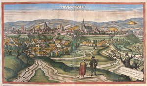Kosice (Cassovia), Eslováquia (gravura de Georg Braun and Hogenberg Franz