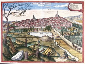 Marienberg, Saxónia, Alemanha (gravura de Georg Braun and Hogenberg Franz