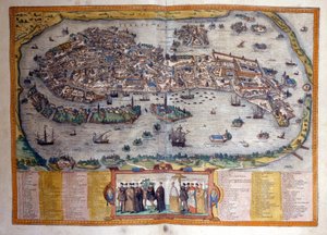 Vista de Veneza a partir do Atlas "Civitates Orbis Terrarum" de Braun e Hogenberg