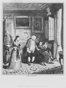 A visita de Hilda a Abel Beechcroft (gravura) de George (after) Cruikshank