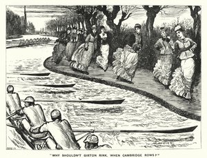 Soco cartoon: Porque não deveria o Girton Rink. Quando Cambridge Rows? (gravura) de George (after) Du Maurier