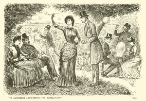 Substituir o relvado do ténis - a festa da bolha (gravação) de George (after) Du Maurier