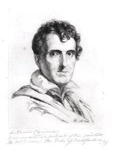 Retrato de Antonio Canova (1757-1822) 1817 (gravura) (foto a p/b) de George (after) Hayter