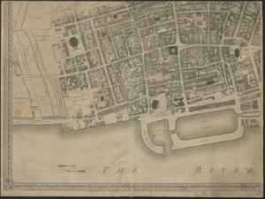 O Plano Novo e Preciso da Cidade e do Porto de Leverpool", a partir de um inquérito, gravado por Thomas Kitchin de George (after) Perry